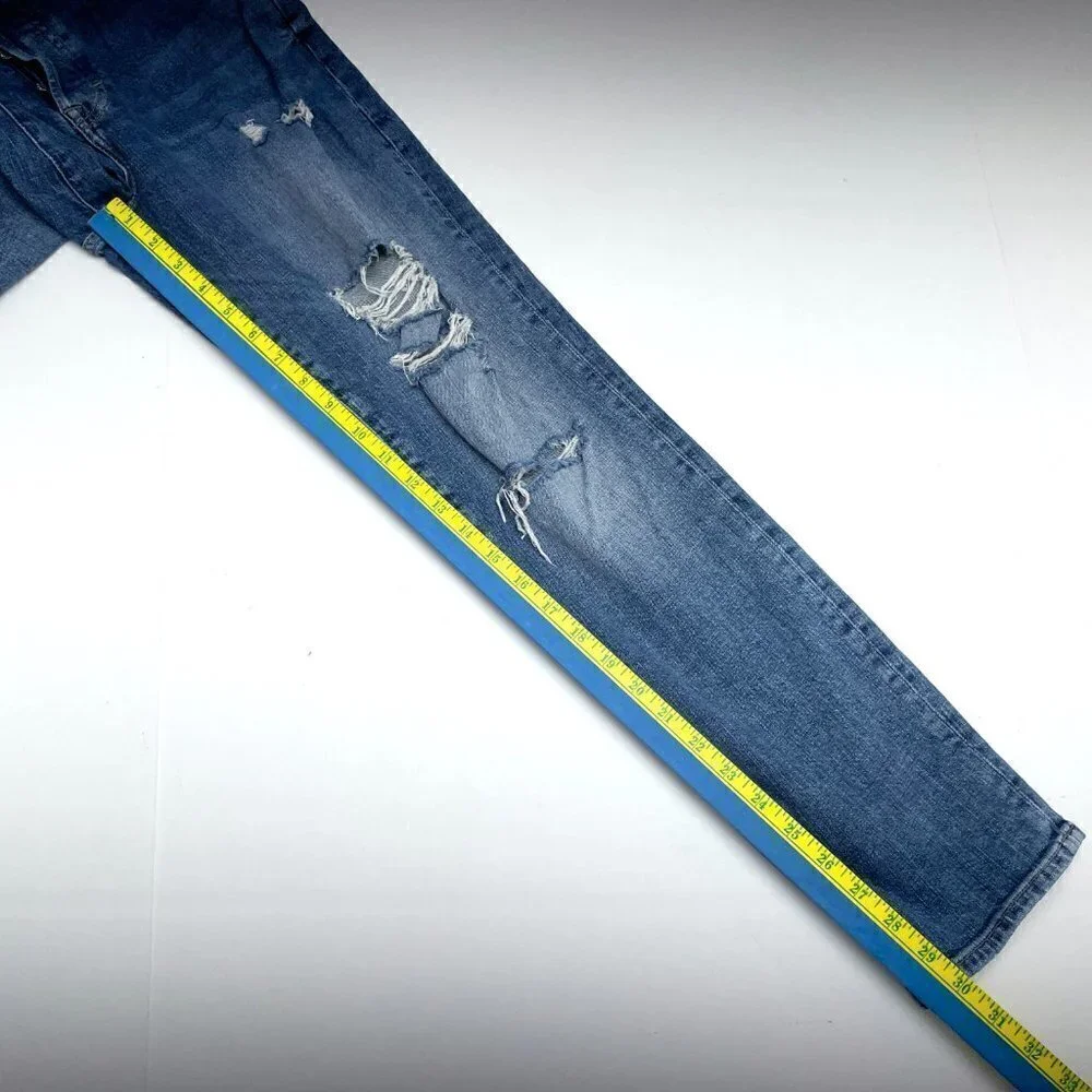 &Denim by H&M Womens Mom Jeans High Rise Button Fly Distressed size 4 length 30